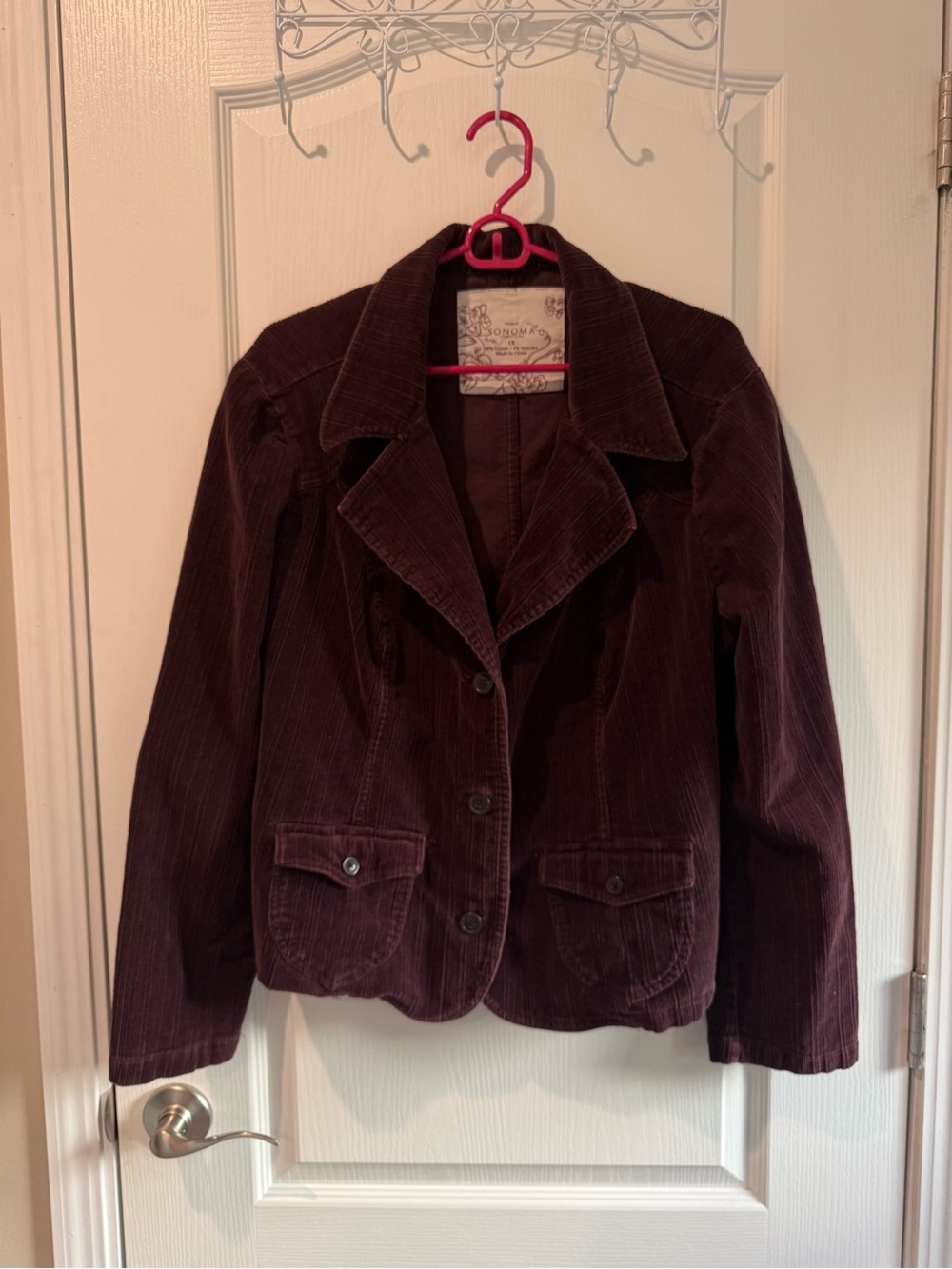 Sonoma Brown Corduroy Blazer Jacket 1X Cotton Stretch Fall Cottagecore Classic